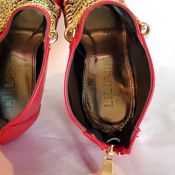 Shoedazzle | Liliana red open toe heeled booties - Picture 9 of 12